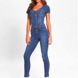 NWT Guess Blue Denim Jumpsuit size XS Ariana Grande